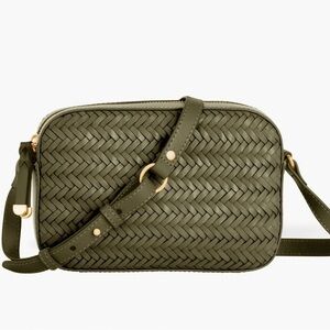 Talbots Green Moss Woven Crossbody with Gold Hardware